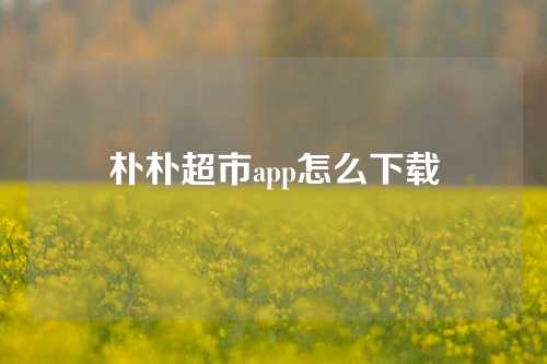 朴朴超市app怎么下载  第1张